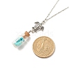 Glass Bottle with Synthetic Turquoise Chips Pendant Necklace NJEW-JN03841-02-5