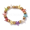 Beach Starfish Dye Synthetic Turquoise Beaded Stretch Barcelets BJEW-JB10295-01-1