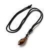 Cone Natural Tiger Eye Pendant Necklace with Nylon Rope for Women G-H286-08E-2