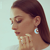 FIBLOOM 9 Sets 9 Colors Moon & Star & Cat Resin Asymmetrical Earrings EJEW-FI0002-35-7