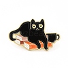 Cat with Word Enamel Pin JEWB-B005-03G-02-1