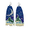 Boho Seed Bead Christmas Tree Tassel Earrings EJEW-Q380-03B-1