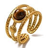 Round Natural Tiger Eye Finger Rings RJEW-Q822-15G-01-1