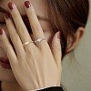 Rhodium Plated 925 Sterling Silver Horse Eye Open Cuff Ring for Women JR874A-6