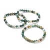Natural Indian Agate Beaded Stretch Bracelets BJEW-A117-B-46-1