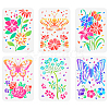 6Pcs 6 Styles PET Hollow Out Drawing Painting Stencils DIY-WH0394-0043-1