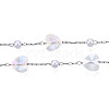 Glass Heart & ABS Plastic Pearl Beaded Chains CHS-N003-06B-4