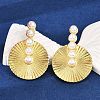 Flat Round Brass Stud Earrings KK-U058-60G-3