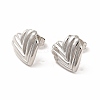 Heart Rack Plating Brass Stud Earrings for Women EJEW-H091-28P-1