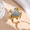 Brass Micro Pave Clear Cubic Zirconia Cuff Finger Rings for Women RJEW-C116-15G-2