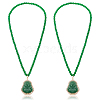 2Pcs Alloy Glass Buddha Pendant 6MM Round Glass Beaded Necklaces NJEW-ME0001-15-1