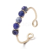 Copper Wire Wrapped Natural Lapis Lazuli Open Ring RJEW-JR00630-03-1