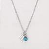304 Stainless Steel Aquamarine Rhinestone Birth Stone Constellation Pendant Necklaces FS-WG76580-24-1