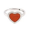 Heart Natural Red Jasper Adjustable Rings RJEW-Q817-05P-01-2