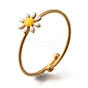 Daisy 304 Stainless Steel Enamel Open Cuff Rings for Women RJEW-M061-01G-05-2