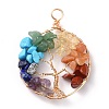 Natural & Synthetic Gmestone Copper Wire Big Pendants PALLOY-JF01433-01-1