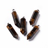 Natural Tiger Eye Double Terminated Pointed Pendants G-G926-01P-03-1