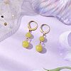 304 Stainless Steel with Natural Lemon Jade Dangle Leverback Earrings EJEW-JE06027-2