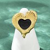 Heart 304 Stainless Steel Enamel Finger Rings for Women RJEW-G355-09G-5