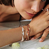2Pcs 2 Colors Brass Resin Cuff Bracelets for Women BJEW-GO0002-12-5