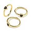 Heart Natural Black Agate Adjustable Rings RJEW-Q818-02G-05-1