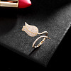 Rose Brass Micro Pave Cubic Zirconia Cuff Rings FS-WGEE242-01-1