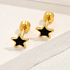 Fashionable black screw pattern droplet glue pentagram earrings for women ZG9913-1