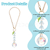 Teardrop Glass & Acrylic Flower Car Mirror Pendant Decorations HJEW-DR00051-3