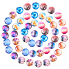 SUNNYCLUE Starry Sky Pattern Printed Glass Cabochons GGLA-SC0001-02-1