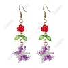 Glass Seed Beads Butterfly Dangle Earrings EJEW-FS00095-1