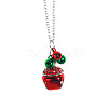 Christmas Bell Alloy Rhinestone Pendant Necklaces & Dangle Earrings Sets WG37E36-03-4