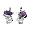 Natural Amethyst Pendants G-N333-012B-1