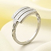 Textured Rectangle 304 Stainless Steel Finger Ring for Women RJEW-L126-05B-05P-1