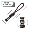 HOBBIESAY 2Pcs 2 Colors Braided Polyester EDC Knife Parachute Lanyard Alloy Skull Bead Pendant Decoration for Men HJEW-HY0001-07-2