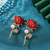 2Pcs Valentine's Day Rose Zinc Alloy Crystal Rhinestone Brooches JEWB-TADJ0001-02B-4