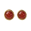Brass Natural Carnelian Stud Earrings EJEW-Q043-01G-4