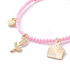 Heart Envelope Rose Alloy Enamel Charm Bracelet BJEW-JB08682-01-5