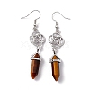 Gemstone Bullet with Sailor's Knot Dangle Earrings EJEW-I276-08P-3