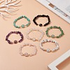 7Pcs 7 Style Natural & Synthetic Mixed Gemstone Square & Chips Beaded Stretch Bracelets Set for Women BJEW-JB09938-2