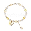 5Pcs Frosted Dyed Synthetic Moonstone & Shell Pearl Round Beads Stretch Bracelets BJEW-JB11822-3