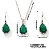 Brass Glass Teardrop Dangle Earrings & Pendant Necklaces Sets for Women SN7010-3-1