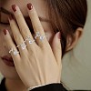 Anti-Tarnish Rhodium Plated 925 Sterling Silver Initial Letter Open Cuff Ring JR852Z-7