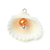 Natural Shell & Imitation Pearl Pendants PALLOY-JF03376-02-3