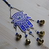 Hamsa Hand/Hand of Miriam with Evil Eye Metal Enamel Wind Chime HAMS-PW0001-02-2