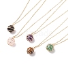 Natural Gemstone Cage Pendant Necklace with 304 Stainless Steel Cable Chains for Women NJEW-JN03905-02-1