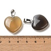 Heart Natural Grey Agate Pendants X-G-Q438-11-3