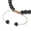 Adjustable Chakra 6mm Round Natural Dyed Malaysia Jade & Tiger Eye & Lava Rock BJEW-JB10614-4