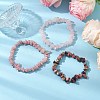 3Pcs Natural Rose Quartz & Natural Rhodonite & Natural Pink Opal Chip Beaded Stretch Bracelet Sets BJEW-JB10858-5