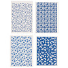 4Pcs 4 Styles Flower Pattern Paper Ceramic Decals DIY-GF0013-26-7
