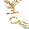 Natural Shell & Shell Pearl & Synthetic Turquoise Starfish Charm Bracelet BJEW-TA00352-3